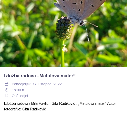 Gita Radiković, ambasadorica udruge Mlada pera, nudi vam izložbu fotografija pod nazivom „Matulova mater”