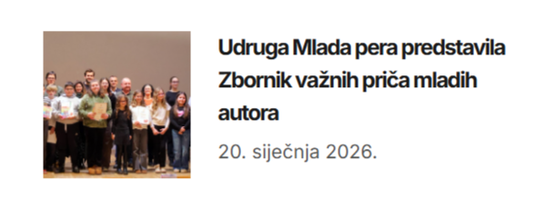 Zip portal: Udruga Mlada pera predstavila Zbornik važnih priča mladih autora
